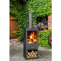 Terrassenofen 'Rosa', schwarz, 40 x 40 x 150 cm - Cookking