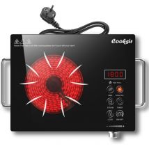 Cooksir - Glaskeramikkochfeld 1 Platte mit Stecker, kochfeld Autark, Tragbar Glaskeramik Kochplatte, kochfelder 1er, Drehknopf und
