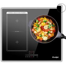 Cooksir - Induction Hob with Frame, 60 cm Built-in Hob 3 Plates, 6800 w, Flex Zone for Grill, Hobs Set of 3, Slide Control Touch Control, Child Lock,