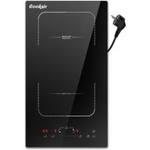 Cooksir - Induction Hob with Plug, Hob 2 Plates, 29 cm, 3500 w, Built-in Hob Double with Flex Zone, Safety Lock, Touch Control Slider, Induction Hob