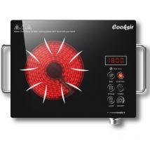 Cooksir - Piano Cottura in Vetroceramica con Spina, Piano Cottura Portatile in Vetroceramica, Piano Cottura 1 Fuochi, Manopola e Controllo a