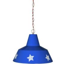 Coole Hängeleuchte im Amerika-Look,Metall blau mit weißen Sternen,E27 max. 60W