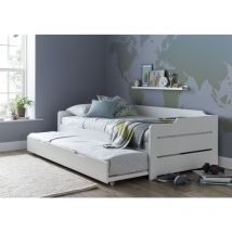 Bedmaster - Copella Guest Bed White With Trundle With Memory Foam Mattresses