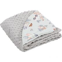 Coperta Avvolgente con Cappuccio Grigio/Zebrata 100% Cotone 84x84 cm Doppio Face Universale per Seggiolino Auto Passeggino Coperta per Coccole per