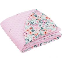 Coperta Avvolgente con Cappuccio Rosa/Fiori 100% Cotone 84x84 cm Doppio Face Universale per Seggiolino Auto Passeggino Coperta per Coccole per Tutte