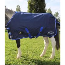 Horses - Coperta impermeabile da paddock per pony imbottita 200g e tessuto esterno 600 denari modello Heroes: 95 cm, Blu