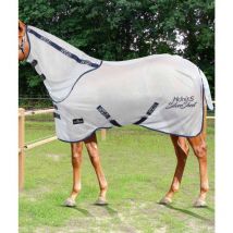 Horses - Coperta in rete antimosche Silver Sweet con copricoda lungo: 135 cm, Grigio Argento