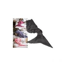 Coperta Plaid Soft a Forma Di Sirena Con Coda 180 x 90 Cm Grigio Divano Spiaggia