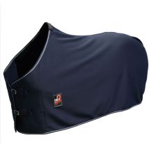 Coperta soft touch morbida foderata in caldo pile e chiusura anteriore a doppio cinturino: 145 cm, blu