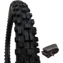 Ecovelo - copertone pneumatico anteriore 70/100-19 + camera d'aria con valvola TR4 moto cross enduro gomma goodtire rinforzato tassellato tacchettato