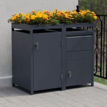 Copertura per bidone della spazzatura Stilista con cassonetto e tetto verde, 240 litri ciascuno, antracite, 1 anta
