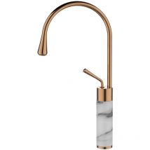 Invena - Copper/White Marble Kitchen Sink Tap Basin Mixer Standing
