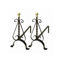 Chenets Boutons Laiton 41X15 h 40 50065