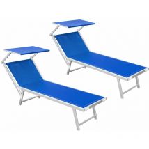 Coppia di Lettini da mare in Alluminio Sdraio Parasole Mare Giardino Piscina Prendisole [x2]