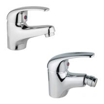 Coppia di Miscelatori - Bidet + Lavabo - Stile Easy - Moderno - In Ottone Cromato