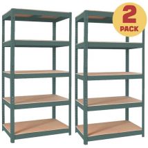 Coppia di scaffali metallici verdi 150x75x30 cm