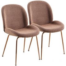 Coppia di sedie in tessuto bouclè marrone con gambe in oro rosa - Shell