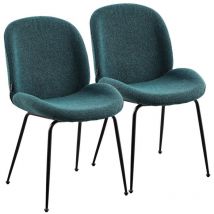 Coppia di sedie in tessuto bouclè petrolio con gambe nere - Shell