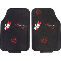 Coppia Di Tappetini Per Auto Minnie Mouse In Pvc, Universali, 44 X 65 Cm, Di Colore Nero E Rosso