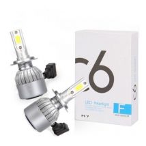 Coppia lampade auto moto C6 H7 led 3800LM 72W 6000K bianco freddo fari lampadine
