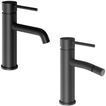 M Rubinetteria - Coppia Miscelatori Monocomando Lavabo Bidet Bagno Serie Jazz Quickinstall Finitura- Nero Opaco - Confezione 1