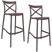 Paar Barhocker aus Kunststoff Polypropylen Sprint braun h 75 cm