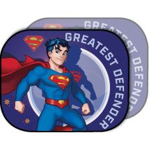 Superman - Coppia Tendile Laterali Auto Parasole Bambino 44 X 35 Cm Supereroi Azzurro Rosso Viaggio Protezione