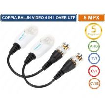 Envio - coppia trasmettitori bnc video balun 5 mp ahd tvi cvi cvbs con clips per cctv