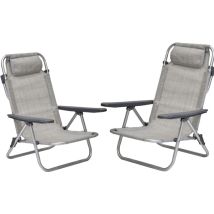 Coppia Xone Sedia Mare Spiaggina Pro In Alluminio Telo Texilene Colore Grigio