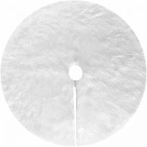 Weißer runder Weihnachtsbaumständer Teppich, Fell mit langen Haaren -Mittel