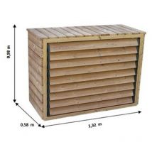 Foresta - Copri climatizzatore in legno termo trattato con veneziane mobili, dimensioni 132x58x98h