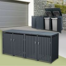 Ml-design - Copribidone per 4 Bidoni di Spazzatura 4 Contenitori Pattumiera Cassonetti Rifiuti 240L 132 x 80 x 116,3 cm Box in Acciaio Verniciato a