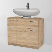 Savini - Mobile Copricolonna Bagno Universale 70 x 46 con ante e cassetti quercia naturale