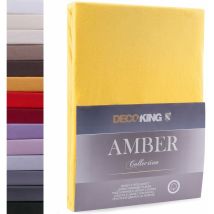 Decoking - Lenzuolo Sotto Con Angoli Elasticizzati 100% Jersey In Cotone, Amber Collection, 160x200-180x200 Cm, Arancione Chiaro