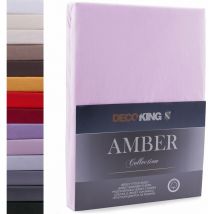 Lenzuolo sotto con Angoli Elasticizzati 100% Jersey in Cotone, Amber Collection, 120x200-140x200 cm, Rosa Lilla - Decoking