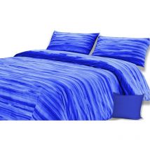 Copripiumino in Puro cotone dis. verona con Cuscino arredo Blu 2 piazze