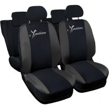 Lupex shop - Coprisedili Auto Compatibili per Ypsilon, Made In Italy, anteriori e posteriori con copri poggiatesta incluso, tessuto poliestere, Nero