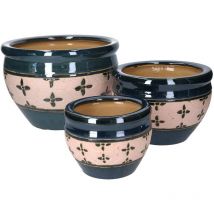 Coprivaso ceramica 1-3 blu beige cmø30h21