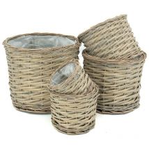 Coprivaso rotondo in vimini grigio (Set di 5)