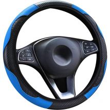 Housse de volant de voiture en cuir, bande élastique de sport en fibre de carbone respirante antidérapante sans bague intérieure Housse de volant