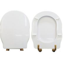 Hydro Home - Copriwater Windsor Cielo legno rivestito in resina poliestere bianco cerniere oro