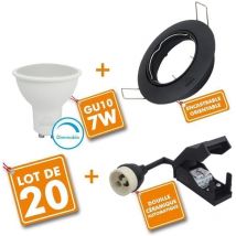 Eclairage Design - Conjunto de 20 x Downlight negro orientable completo led 7W Regulable eq 60W Temperatura de color: Blanco frio 6000K