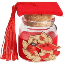 Trade Shop Traesio - Trade Shop - Konfettibox für Abschlussfeiern mit rotem Touch aus Glas und Kork -