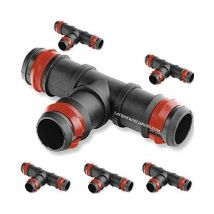 Lot de 25 Té d'irrigation goutte à goutte de 16 mm avec anneau de sécurité. Union pour tube goutte à goutte 16 mm, noir