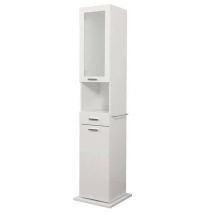 Savini - Colonna Bagno Girevole laura da 187x43x43 cm - a Terra - Colore Bianco Lucido 2 Ante + 1 Cassetto + 1 Vano a Giorno