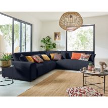 Lisa Design - Garance - modulares ecksofa rechts - 6 plätze - aus cordstoff - nachtblau
