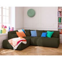 Lisa Design - Onyx - 5-sitzer modulares ecksofa links - aus 3d-mesh-stoff - grün