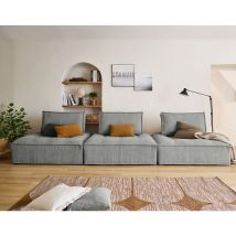 Lisa Design - Marisol - 3-stizer - modulares, gerades sofa - strukturierter samt - grau