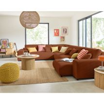 Lisa Design - Garance - modulares ecksofa links - 8 plätze - aus cordstoff - terrakotta