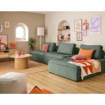 Lisa Design - Marisol - modulierbarer 4-sitzer - texturierter samt - grün